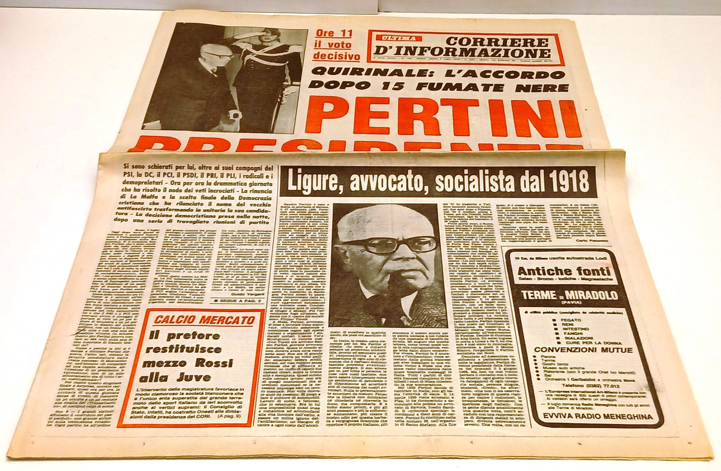 LR- QUOTIDIANO CORRIERE D'INFORMAZIONE 9 GIUGNO 1978 PERTINI PRESIDENTE - RVSh33