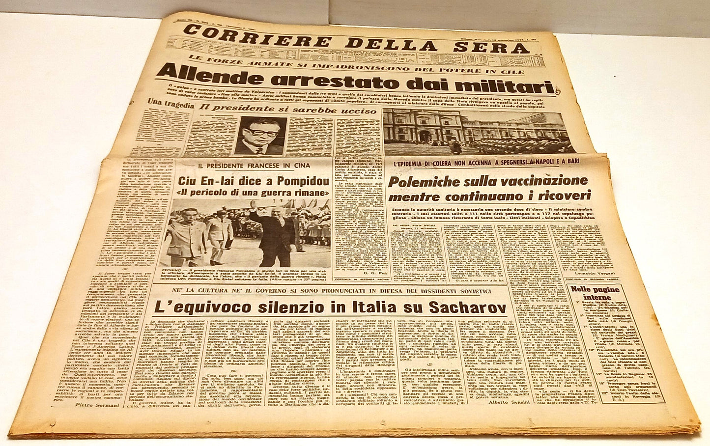 LR- QUOTIDIANO CORRIERE DELLA SERA 12 SETTEMBRE 1973 ARRESTATO ALLENDE - RVSh40