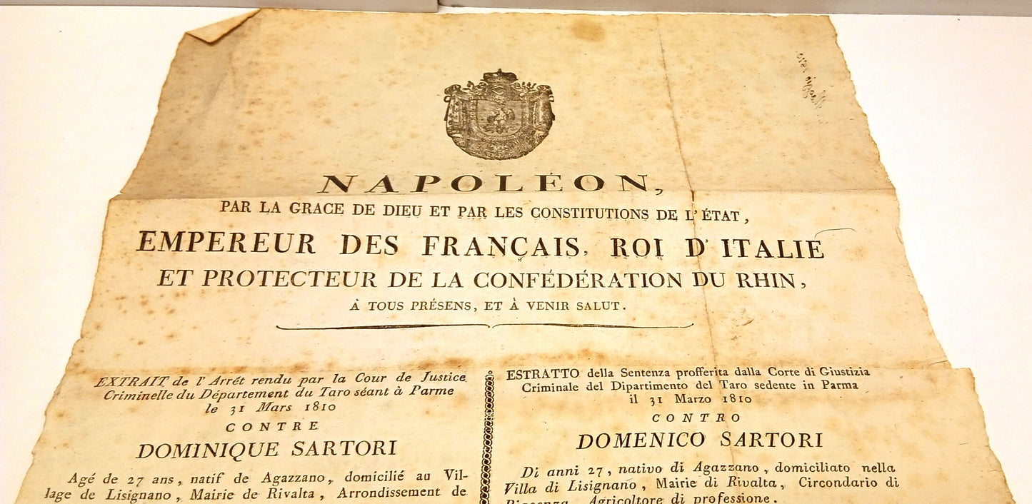 CV- GRIDA NAPOLEONE EMPEREUR FRANCAIS ROI D'ITALIE CARMIGNANI PARMA 1810- RVSh46