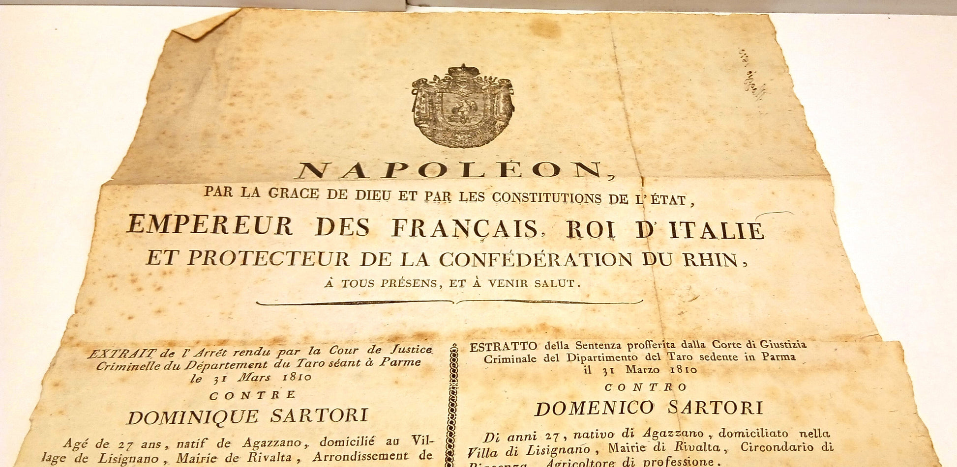 CV- GRIDA NAPOLEONE EMPEREUR FRANCAIS ROI D'ITALIE CARMIGNANI PARMA 1810- RVSh46