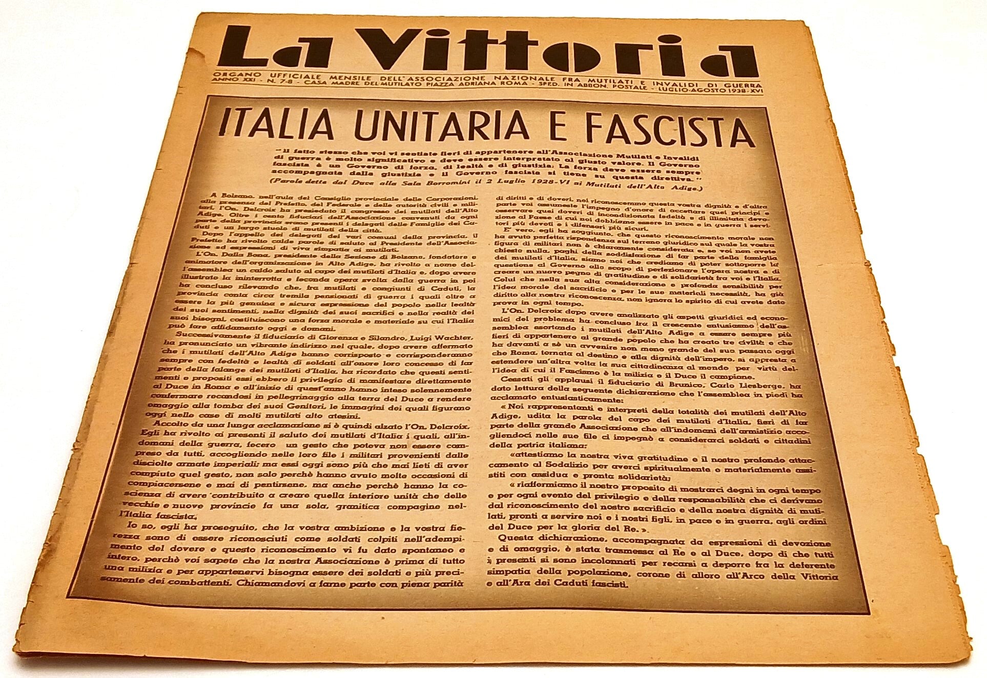 LR- RIVISTA LA VITTORIA ANNO XXI N.7-8 LUGLIO-AGOSTO 1938-XVI - RVSh16