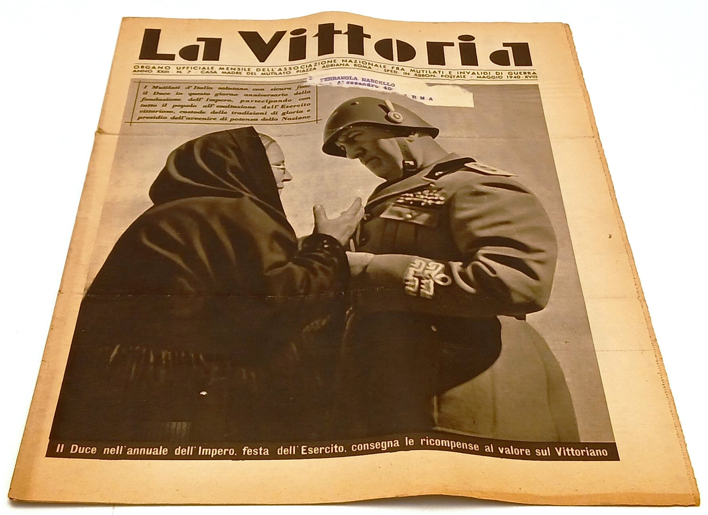 LR- RIVISTA LA VITTORIA ANNO XXIII N.7 MAGGIO 1940-XVIII MUSSOLINI - RVSh17