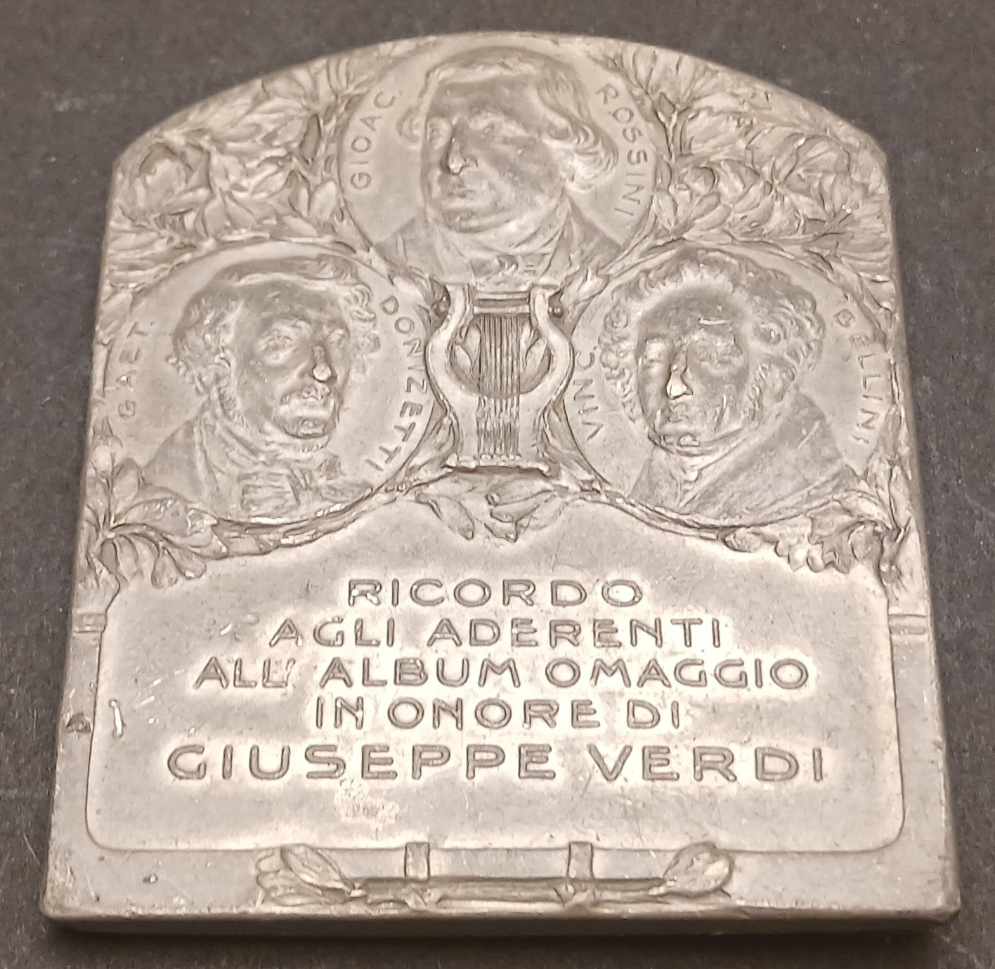 CB- PLACCA 1813-1913 RICORDO ADERENTI ALBUM OMAGGIO ONORE GIUSEPPE VERDI GTTS109