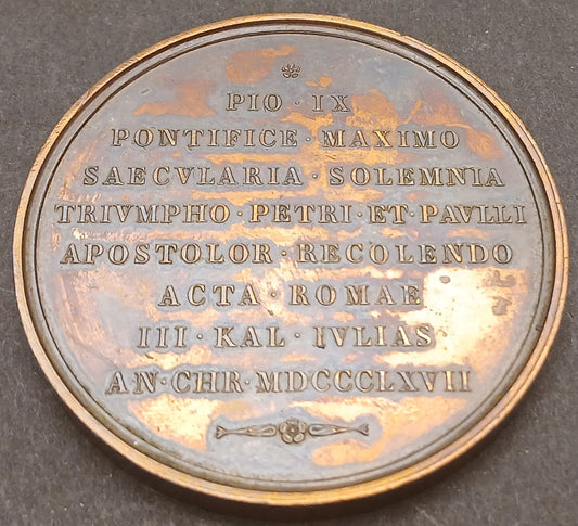 CB- MEDAGLIA PIO IX 1867 MARTIRIO SS. PIETRO E PAOLO - VOIGT - GTTS114