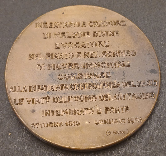 CB- MEDAGLIA COMMEMORATIVA GIUSEPPE VERDI 1813-1901 ANNIVERSARIO MORTE - GTTS110