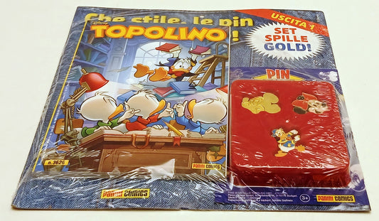 FD- TOPOLINO 3626 3627 con SET SPILLE SILVER E GOLD – Panini 2025 Sigillati