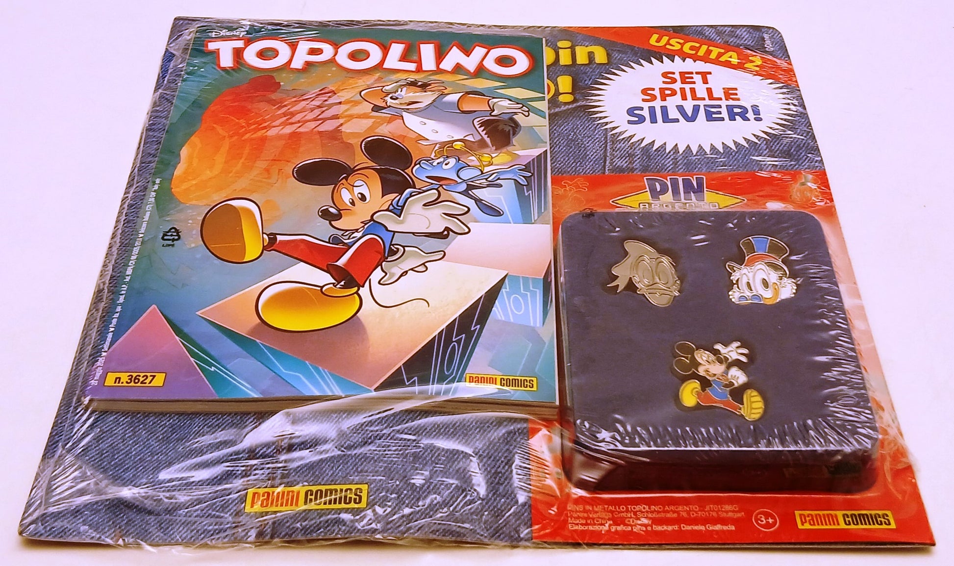 FD- TOPOLINO 3626 3627 con SET SPILLE SILVER E GOLD – Panini 2025 Sigillati