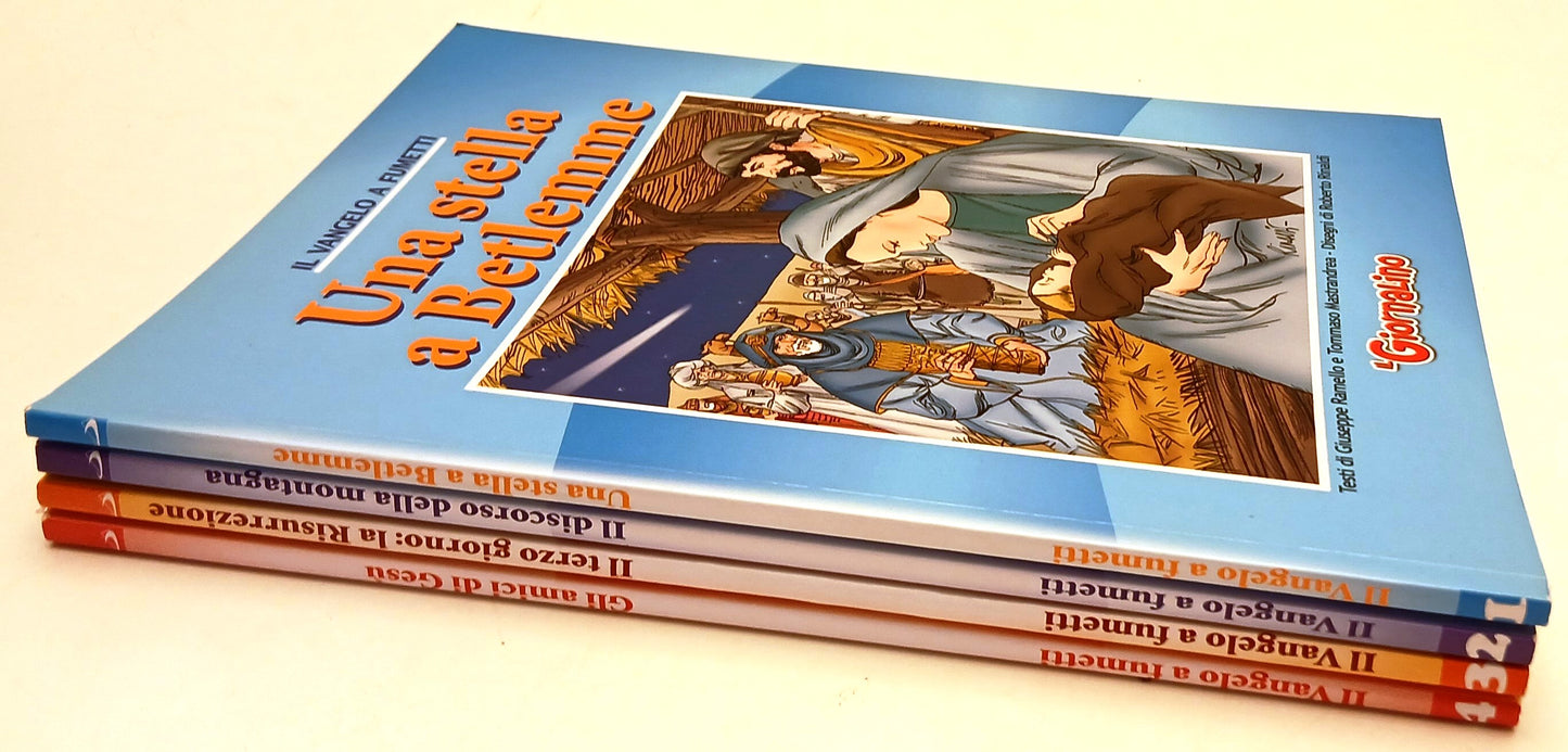 FZ- IL VANGELO A FUMETTI 4 VOLUMI STELLA A BETLEMME MONTAGNA- IL GIORNALINO- H25