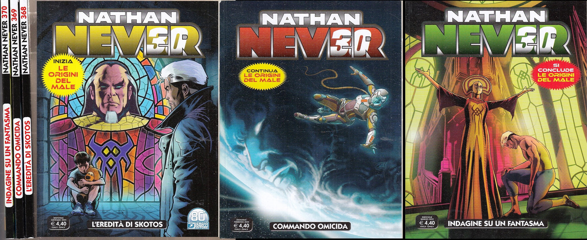 FB- NATHAN NEVER 368,369,370 LE ORIGINI DEL MALE 1/3 COMPLETA - BONELLI - B- Z25