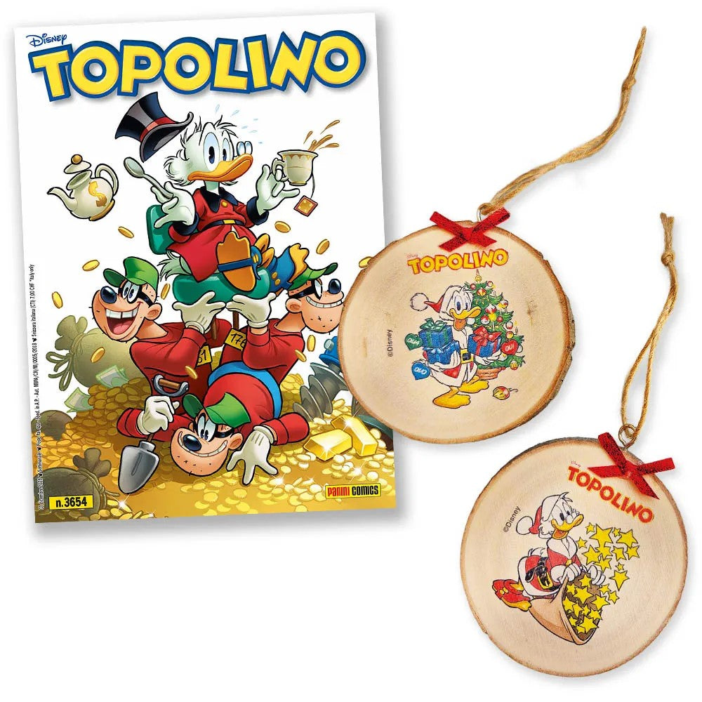 Topolino n.3654 con addobbi natalizi in legno  - blisterato - C26