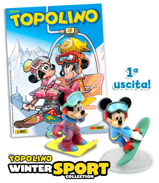 Lotto 4 uscite Topolino Disney con statuine sport invernali 2026 - Panini - C26