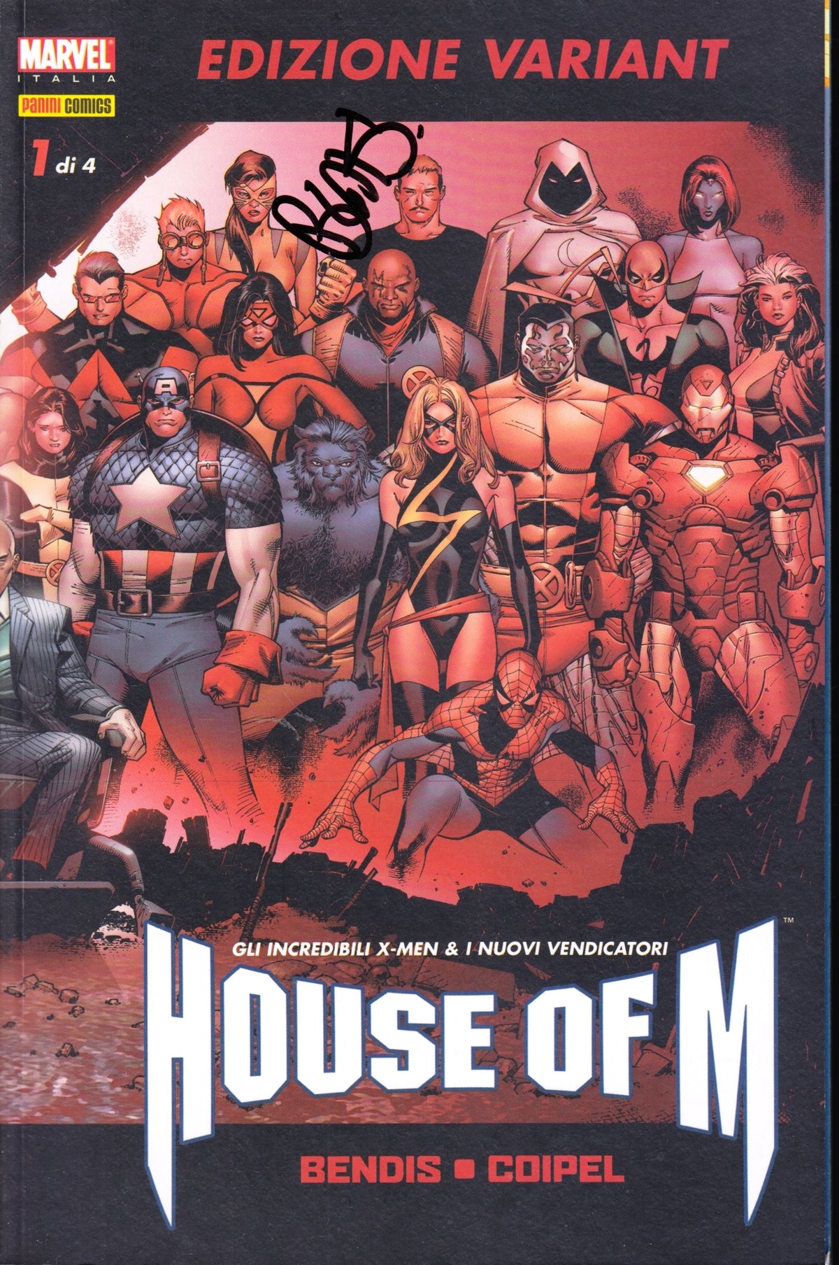 House of M 1/4 + 1 variant + 5 speciali - Panini - autografo Bendis - L26
