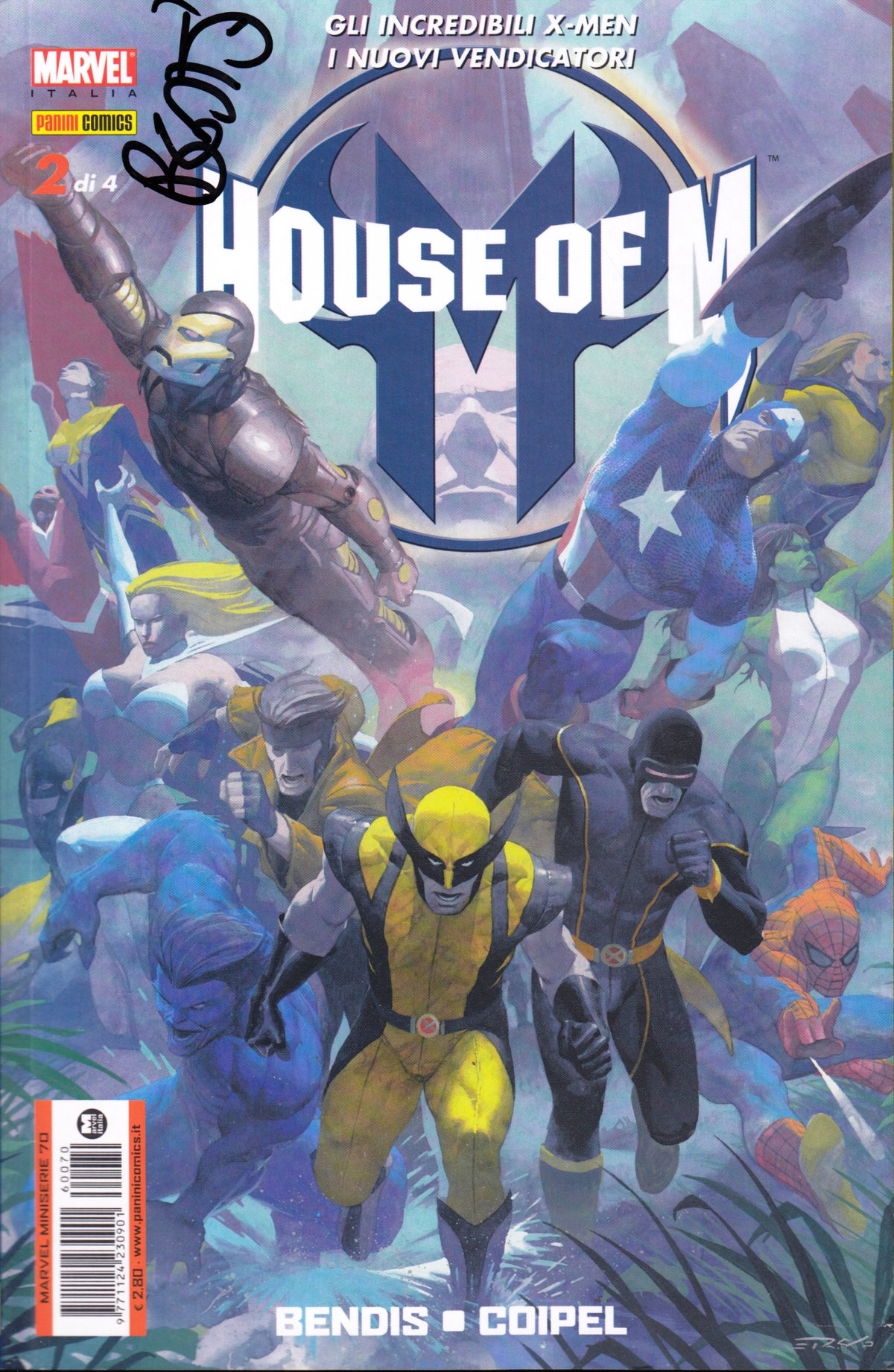 House of M 1/4 + 1 variant + 5 speciali - Panini - autografo Bendis - L26