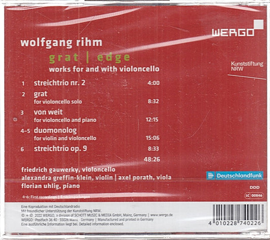 MCD- CD RHIM GRAT EDGE WORKS FOR AND WITH VIOLONCELLO WERGO BLISTER - ZCD11