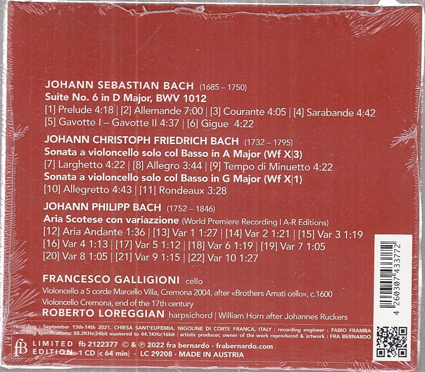 MCD- CD BACH CHAPTER 3 FRANCESCO GALLIGIONI FRA BERNARDO BLISTER - ZCD11