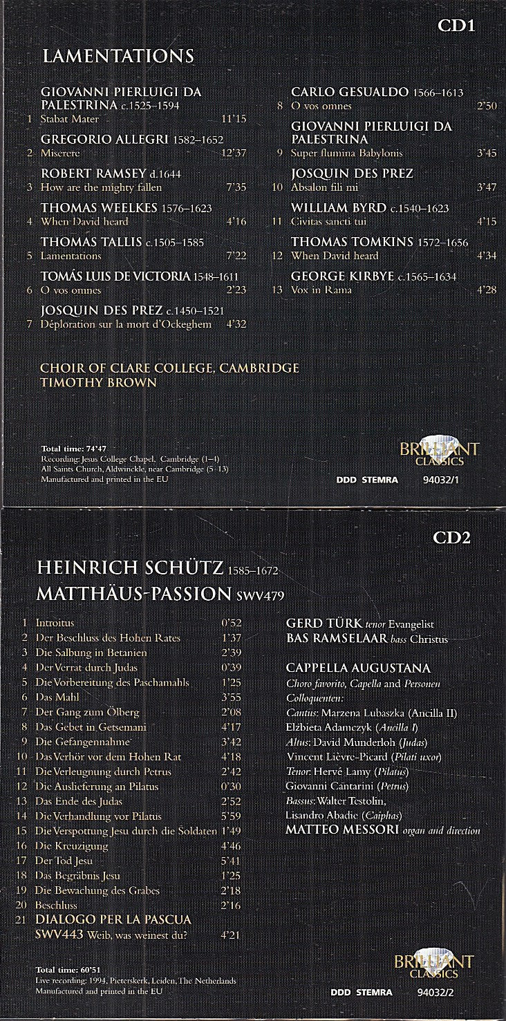 MCD- CD PASSION SACRED MASTERPIECES BOX 15 CD + CD ROM BRILLIANT CLASSICS - ZCD6