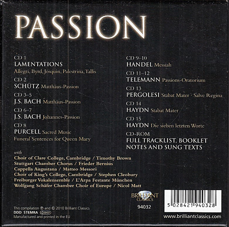MCD- CD PASSION SACRED MASTERPIECES BOX 15 CD + CD ROM BRILLIANT CLASSICS - ZCD6