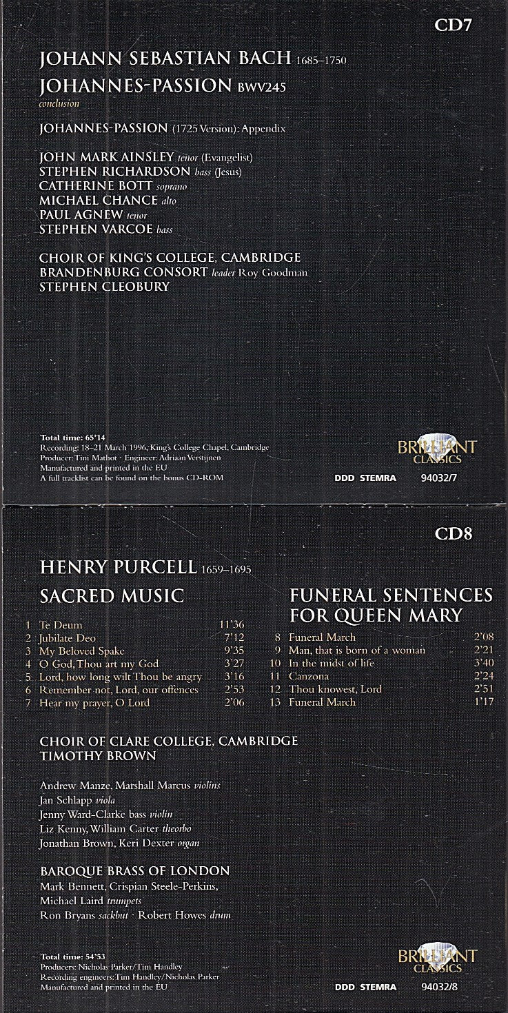 MCD- CD PASSION SACRED MASTERPIECES BOX 15 CD + CD ROM BRILLIANT CLASSICS - ZCD6