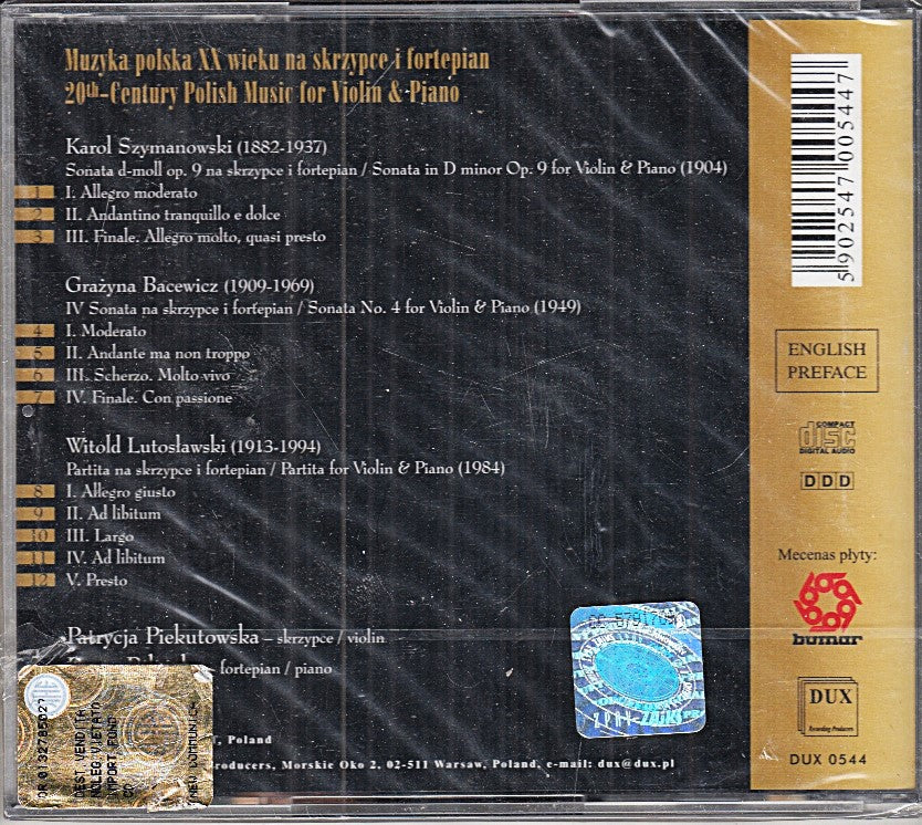MCD- CD SZYMANOWSKI BACEWICZ LUTOSLAWSKI 20TH CENTURY POLISH MUSIC DUX - ZCD5