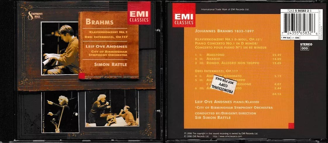 MCD- CD BRAHMS KLAVIERKONZERT ADNSNES RATTLE CITY BIRMINGHAM ORCH. EMI - ZCD18