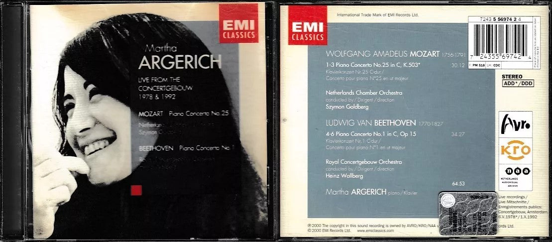 MCD- CD  MOZART BEETHOVEN - PIANO CONCERTOS - ARGERICH EMI - ZCD18