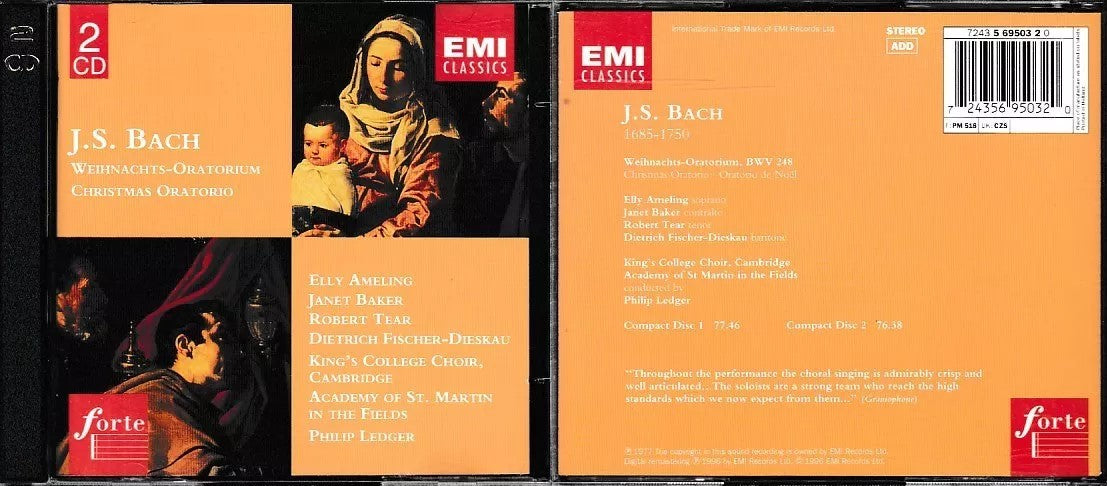 MCD- CD BACH CHRISTMAS ORATORIO PHILIP LEDGER KING'S COLLEGE EMI 2CD - ZCD14