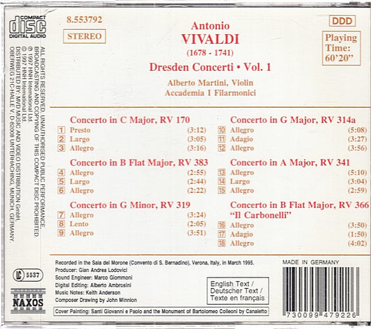 MCD- CD VIVALDI COLLECTION DRESDEN CONCERTI 1 MARTINI HNH - ZCD12