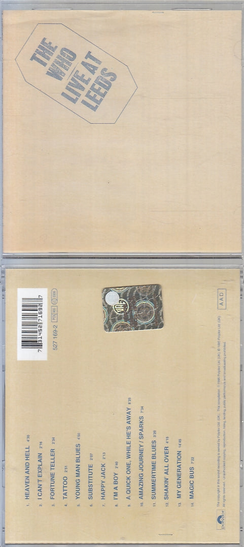 MCD- CD LIVE AT LEEDS - THE WHO POLYDOR UNIVERSAL MUSIC - ZCD9