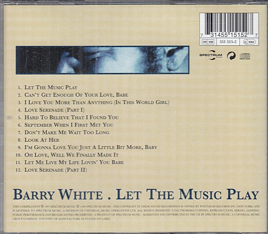 MCD- CD BARRY WHITE LET THE MUSIC PLAY SPECTRUM - ZCD6