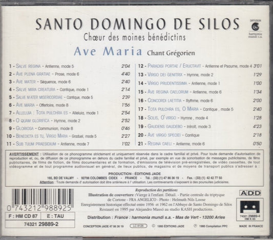 MCD- CD AVE MARIA CHOEUR MOINES BENEDICTINS SANTO DOMINGO HARMONIA MUNDI - ZCD5