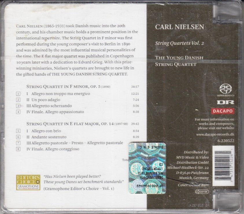 MCD- CD NIELSEN STRING QUARTETS VOL. 2  THE YOUNG DANISH STRING QUARTET DACAPO - ZCD1