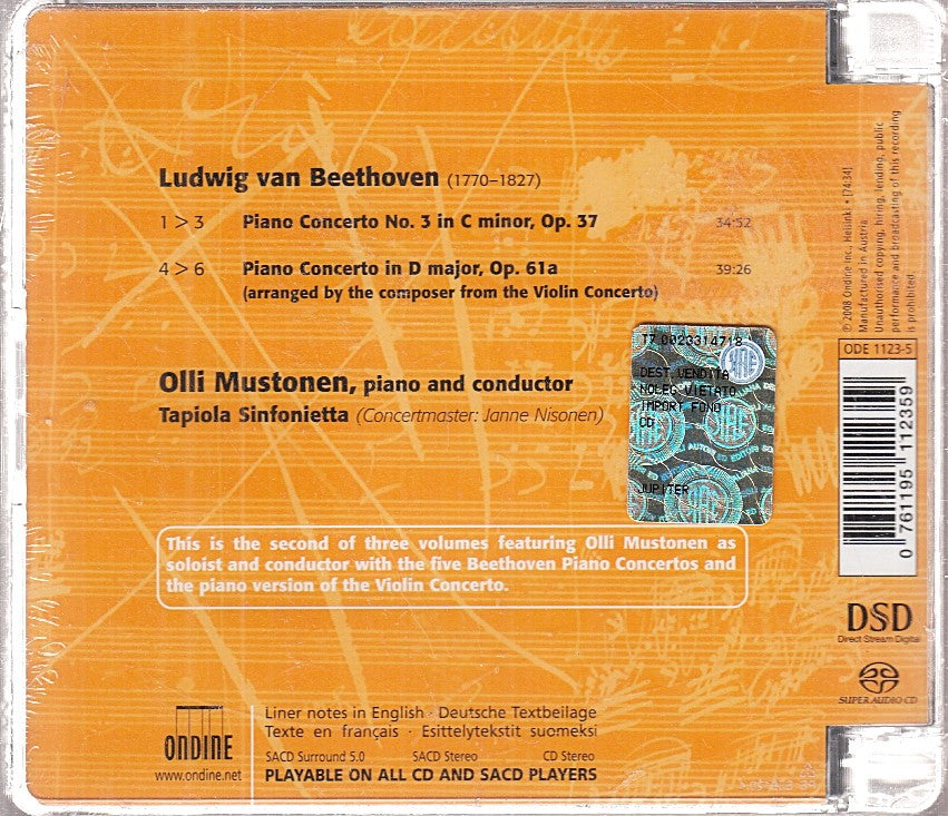 MCD- CD BEETHOVEN OP. 37 OP. 61A MUSTONEN ONDINE BLISTER - ZCD11