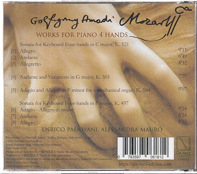 MCD- CD MOZART WORKS FOR PIANO 4 HANDS PADOVANI DA VINCI CLASSICS - ZCD12