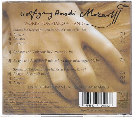 MCD- CD MOZART WORKS FOR PIANO 4 HANDS PADOVANI DA VINCI CLASSICS - ZCD12