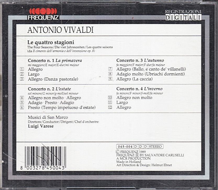 MCD- CD I GRANDI MUSICISTI VIVALDI LE QUATTRO STAGIONI FREQUENZ - ZCD4