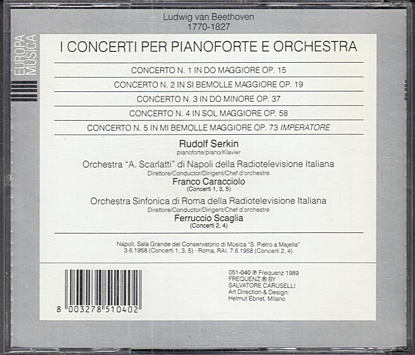 MCD- CD BEETHOVEN SERKIN CONCERTI PER PIANOFORTE BOX 3 CD FREQUENZ - ZCD5