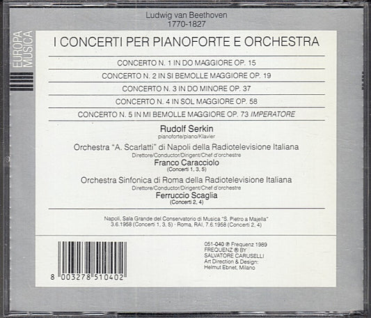 MCD- CD BEETHOVEN SERKIN CONCERTI PER PIANOFORTE BOX 3 CD FREQUENZ - ZCD5