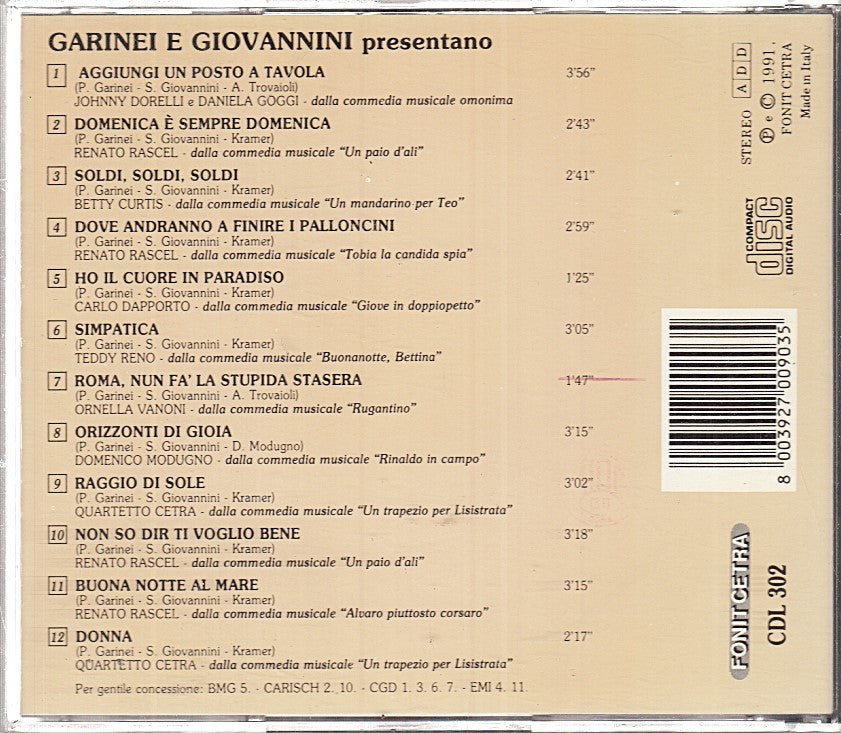MCD- CD GARINEI E GIOVANNINI PRESENTANO IL MEGLIO DA FONIT CETRA - ZCD9