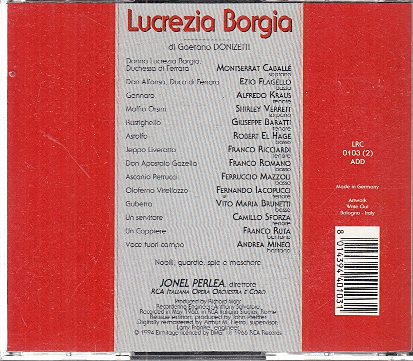MCD- CD DONIZETTI LUCREZIA BORGIA MONTSERRAT CABALLE RCA 2 CD - ZCD9
