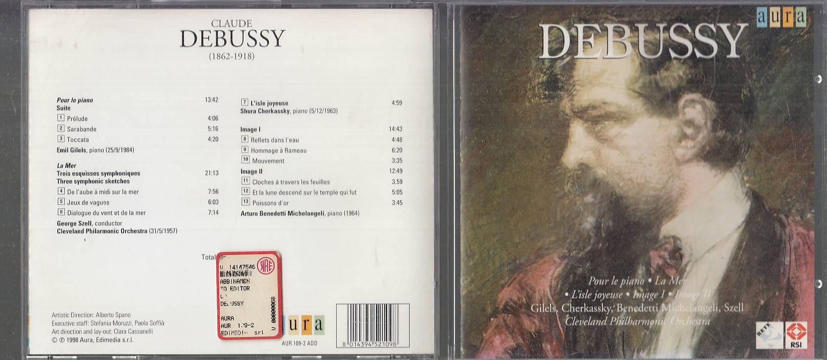 MCD- CD DEBUSSY- LA MER- GILELS BENEDETTI MICHELANGELI CHERKASSKY--- 1998-- ZCD1