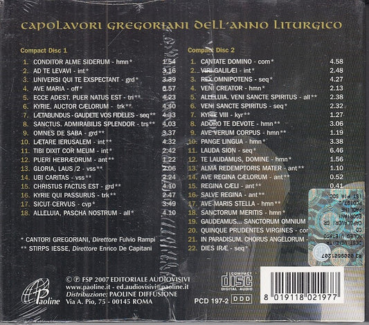 MCD- CD CAPOLAVORI GREGORIANI PAOLINE 2 CD BLISTER - ZCD11