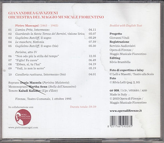 MCD- CD MASCAGNI MAGGIO LIVE GAVAZZENI OPERA DI FIRENZE - ZCD6