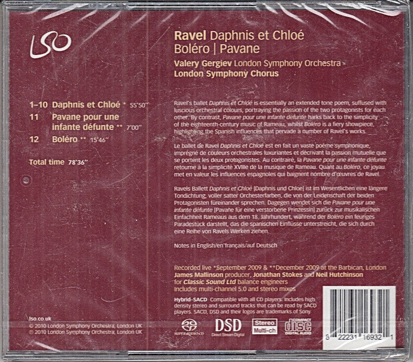 MCD- CD RAVEL DAPHNIS ET CHLOE GERGIEV LONDON SYMPHONY ORCHESTRA LSO - ZCD5