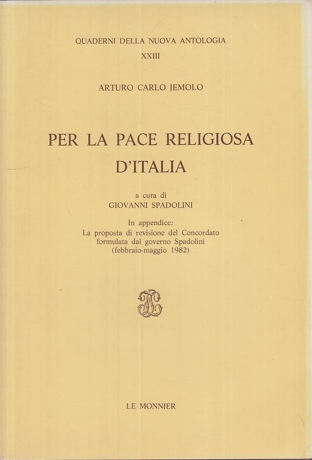 LS- PER LA PACE RELIGIOSA D'ITALIA - JEMOLO - LE MONNIER --- 1985 - B - ZTS130