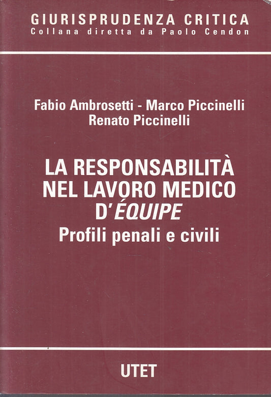 LZ- LA RESPONSABILITA' NEL LAVORO MEDICO D'EQUIPE -- UTET --- 2003 - B - ZFS463