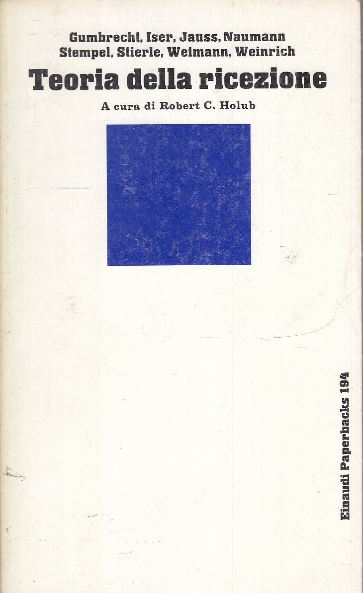 LS- TEORIA DELLA RICEZIONE - GUMBRECHT - EINAUDI - PAPERBACKS 194-- 1989- B- XFS