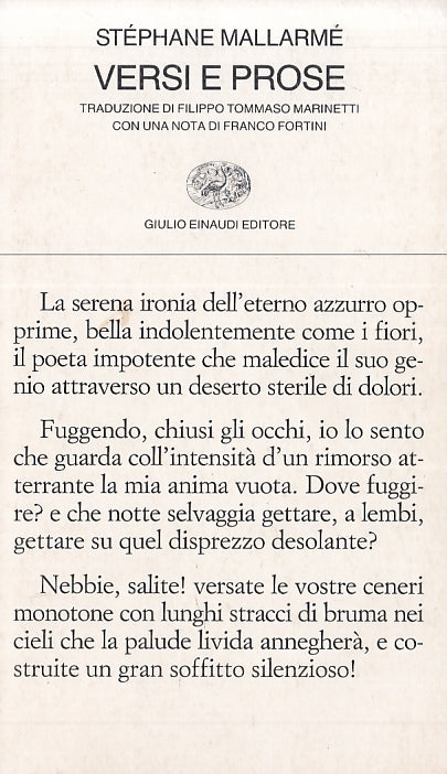 LN- VERSI E PROSE - STEPHANE MALLARME' - EINAUDI - POESIA -- 1987 - B - XFS119