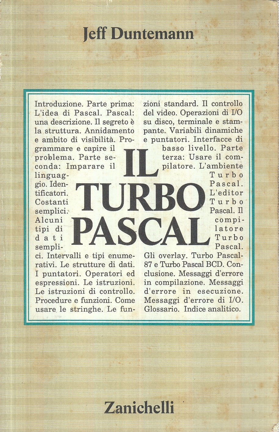 LZ- IL TURBO PASCAL - JEFF DUNTEMANN - ZANICHELLI --- 1988 - B - YFS196