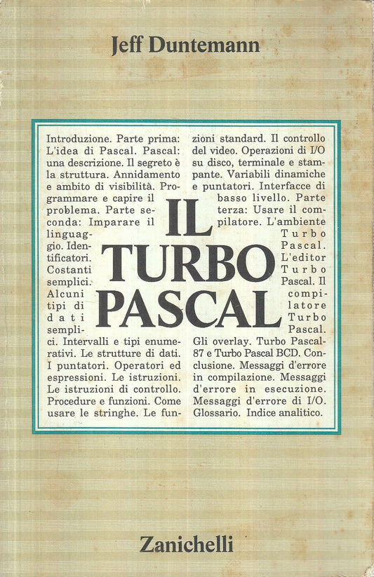 LZ- IL TURBO PASCAL - JEFF DUNTEMANN - ZANICHELLI --- 1988 - B - YFS196