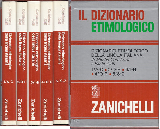 LZ- IL DIZIONARIO ETIMOLOGICO 5 VOL - CORTELAZZO- ZANICHELLI--- 1992- CS- ZDS319